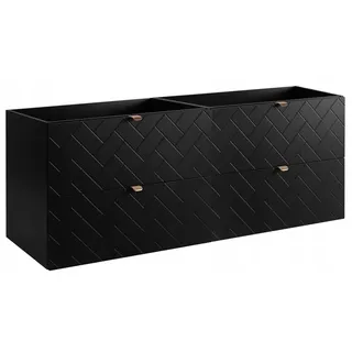 Badezimmerschrank Waschtischunterschrank 160 cm Schwarz Doppelwaschbecken TREND