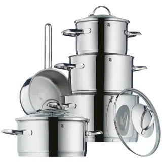 WMF Provence Plus Topf-Set 5teilig (721556380), Edelstahl, Pfanne + Kochtopf, Silber