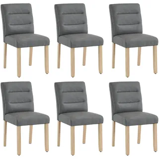 Merax Esszimmerstühle, 6er set, Stühle, moderne minimalistische Wohn- und Schlafzimmerstühle, Stühle mit Eichenbeinrücken, grau