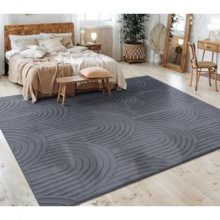 Paco Home Teppich Wohnzimmer Schlafzimmer Kurzflor Skandinavisches Boho Muster Geometrisch Rauten Motiv Einfarbig Weich Modern, Grösse:80x150 cm, Farbe:Anthrazit 4
