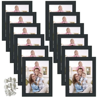 Giftgarden Bilderrahmen 13x18 Schwarz mit Glasscheibe 12er Set Fotorahmen mehrere Bilder Geschenk Freund