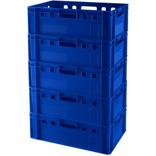 5 Stück E2 Kisten 60 x 40 x 20 cm Fleischkiste Lagerkiste Metzgerkiste in blau
