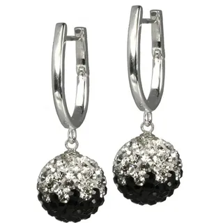 SilberDream Paar Creolen SilberDream Ohrringe mit Zirkonia (Creolen), Damen Creolen 925 Sterling Silber, schwarz/weiß im ICE Farbverlauf schwarz