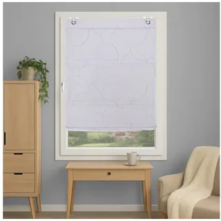 HOME WOHNIDEEN Magnetrollo ADALIA, mit Hakenaufhängung, ohne Bohren und Schrauben, bestickt grau 110 cm x 130 cm