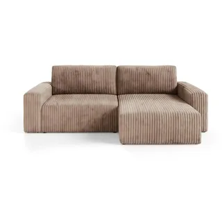 furnisell Eckcouch Cord 2-Sitzer Braun