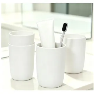 LuxusKollektion Zahnputzbecher Zahnputzbecher Kinder 4er Set Weiß 280ml BPA-frei stapelbar, (4-St) weiß