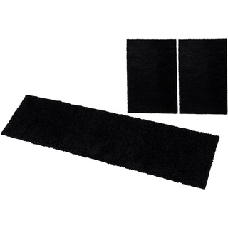 Bettumrandung Shaggy 30 Home affaire, Höhe 30 mm, (3-tlg), gewebt, 2- oder 3-teilig, Bettvorleger, Läufer-Set, Uni-Farben grau 2 St. x 70 cm x 140 cm - 1 St. x 70 cm x 270 cm