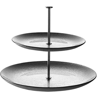 Leonardo - Vivo - Etagere - Grau Silber- Glas - 2-stöckig - Maße (ØxH): 28 x 25 cm