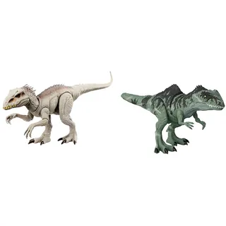 Jurassic World Indominus Rex - Interaktives Dinosaurier-Spielzeug mit Tarnfunktion und Kampfmodus & GYW86 - Strike 'n Roar Riesen-Dino Giganotosaurus Spielfigur