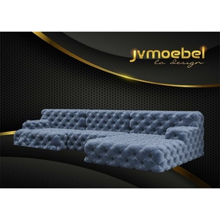 JVmoebel Ecksofa, Chesterfield U-Form Ecksofa Couch Design Polster Textil Garnitur blau