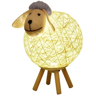 Niedliche Schaf-led-tischlampe Aus Rattan, Usb-nachtlicht Für Kinderzimmer Und Wohnzimmer