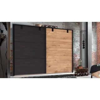 Schwebetürenschrank Detroit Kleiderschrank Industrial Design Plankeneiche Metall
