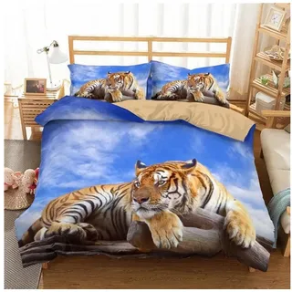 LuxusKollektion Bettwäsche Bettwäsche Set 200x200cm Tiger Wildtier Safari