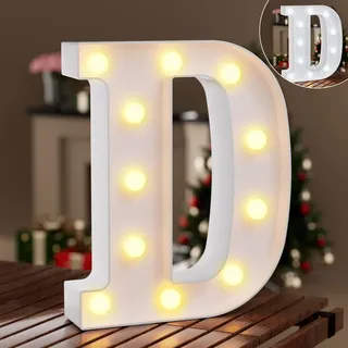 Ledido LED Buchstaben Lichter Alphabet, Leuchtbuchstabe mit Warmes & Kaltes Weiß,LED Brief Beleuchtung Buchstaben Nacht Lichter Dekoration für Geburtstagsfeier, Hochzeit, Kinderzimmer, Leuchtendes D