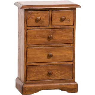 Landhaus Nachttisch Aus Massivem Lindenholz Mit Nussbaum-finish L51xpr30xh74 Cm. Made In Italy