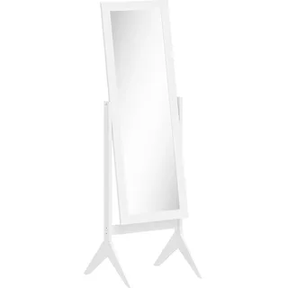 HOMCOM Standspiegel Eleganter Ganzkörperspiegel mit erhöhten Füßen, Pflegeleichtes MDF, Weiß, 47x46x148cm für Schlafzimmer & Flur   Aosom.de
