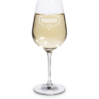 printplanet® Graviertes Weißweinglas - Leonardo® Weinglas mit Gravur (mit Name oder Text personalisiert) - Design Diamant