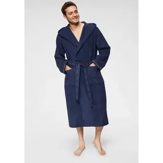 Bruno Banani Herrenbademantel Danny, Normallänge & Überlänge, auch in extra lang, Hotelbademantel, Langform, Walkfrottee, Kapuze, Gürtel, mit Logostreifen, Herren Bademantel aus 100% Baumwolle, S-4XL blau S | 120 cm
