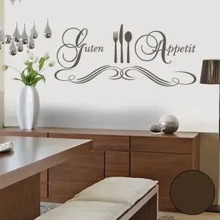 Klebesüchtig Wandtattoo Wohnzimmer Guten Appetit 60cm x 26cm braun - Türaufkleber Flur - Wandsticker Kinderzimmer Jungen - Aufkleber für Flur, Küche, Bad - Dekoration Wohnung - Sticker