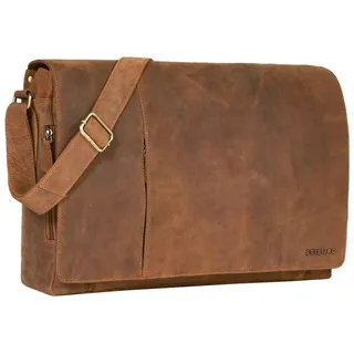 STILORD Laptoptasche "Maximus" XXL Ledertasche mit Laptopfach 17 - 21 Zoll f. Herren braun
