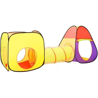 vidaXL Spielzelt für Kinder Bällebad Kinderzelt Babyzelt Spielhaus Zelt mit Tunnel Tragetasche 3-in-1 Design Mehrfarbig 255x80x100cm