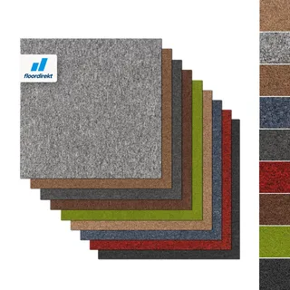 Floordirekt Teppichfliesen Moscow - Selbstliegend - Bodenbelag für Büro, Hotel oder Wohnraum - Strapazierfähig & pflegeleicht (50x50 cm, Rot)