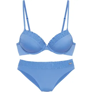 Bügel-Bikini BUFFALO Gr. 40, Cup B, blau (jeansblau) Damen Bikini-Sets Ocean Blue mit leichter Wattierung Bestseller