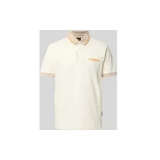 Slim Fit Poloshirt mit Label-Print, Weiss, $listsize[$i].replace('"','"')