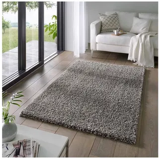 TaraCarpet Langflor-Teppich Venezia Shaggy, quadratisch, Höhe: 35 mm, Hochflor Shaggy Uni Anthrazit Wohnzimmer Schlafzimmer 150x150 cm grau quadratisch | 150 cm x 150 cm x 35 mm
