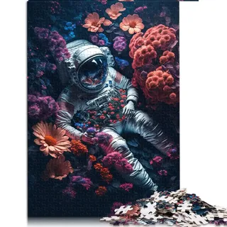 Puzzles für Erwachsene 1000-teiliges Blumen-Astronauten-Puzzle für Erwachsene Holzpuzzles Familienspiele Weihnachten Geburtstagsgeschenke (Größe 50 x 75 cm)