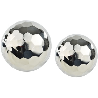 2X Dekokugel Edelstahl Silber | Kugel Hexagon | Haus und Garten | Gartendeko | Ø 10-12 cm