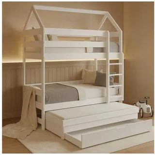 ALAVYA HOME Etagenbett CASA 80 x 160 cm Buche massiv lackiert weiß