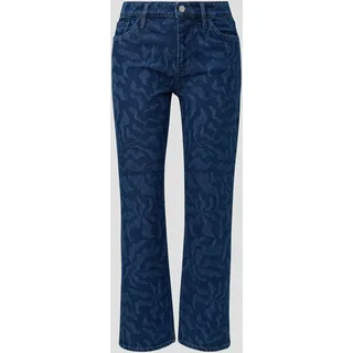 s.Oliver - Cropped Jeans Karolin / Regular Fit / Mid Rise / Straight Leg / All-over-Muster, Damen, blau, 38