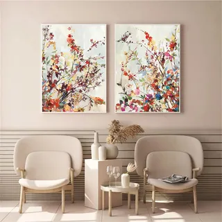 Sarah Duke 2er Poster Set, Premium Aesthetic Bilder Wandbilder, Öl auf Leinwand Blumen Leinwandbilder, Ohne Rahmen, Wandposter Moderne Bilder Wohnzimmer Schlafzimmer (40x50cm)