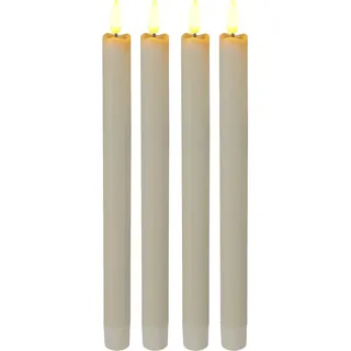 4er-Set LED-Stabkerze elfenbein - Echtwachs-Optik mit warmweissem Licht - Inkl. Fernbedienung, Timer, batteriebetrieben (2x AAA je Kerze) 2x25 cm