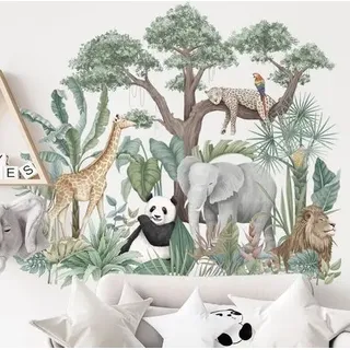 Wandtattoos Fürs Kinderzimmer – Babyzimmerdekoration – Wandtattoos Fürs Kinderzimmer – Wandtattoo Mit Afrikanischen Tieren – Riesiges Dschungel-wandtattoo – 7465 Cm