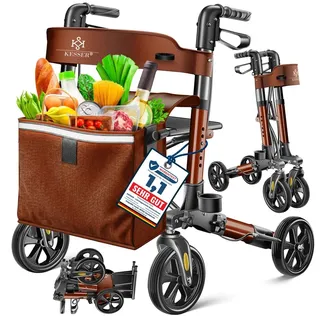 Kesser Leichtgewicht Rollator faltbar mit Sitz Braun