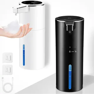 Seifenspender Automatisch,Wandbefestigung Berührungslos 400ml Elektrischer Seifenspender mit Sensor,USB Wiederaufladbar 1800-mAh-Akku für Bad,Küche,Büro (Schaum,Schwarz)