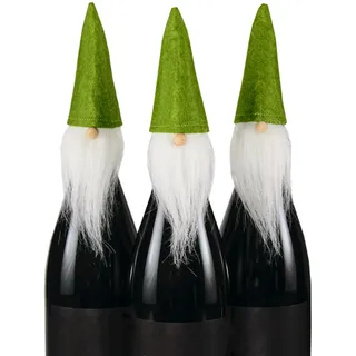 3 Stück Filz Flaschen Deko Wichtel Weihnachten, Grün, Weinflaschen Verpackung