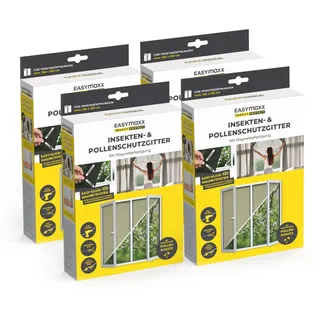 EasyMaxx Fliegengitter mit Magic Click und Pollenschutz 150 x 130 cm schwarz 4 St.