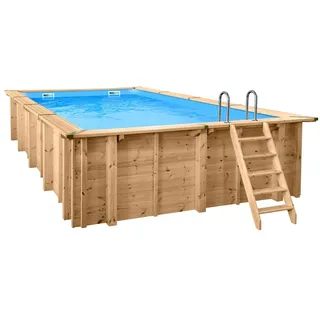 Holzpool Bali 7,88x4,00x1,38m Rechteckbecken Premium-Set Massivholz Komplettset