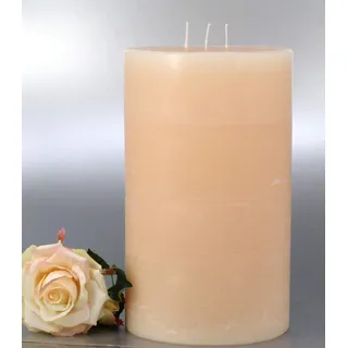 3 Docht Rustic-Kerze mit Struktur, Farbe: Champagner, Crem - Höhe: 20 x 12 cm Ø. Eine schöne Rustik-Kerze für Ihr Zuhause. 3 Wick Pillar Candles. (4009)