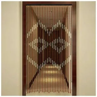 Gojoy - Hölzern Perlenvorhang, 27 Stränge Holzperlenvorhang Hängender Türvorhang 90x175cm Hölzern Natur Perlenvorhang Fadenvorhang Insektensicher