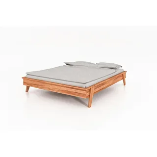 Natur24 Bett Bett Jetro 3 Sonderlänge 180x220 Kernbuche o. Kopfteil mit Holzbeinen braun