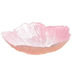Obstschale aus Glas, Blumenform, dekorative Glasschale, Brot, Snack, Schmucktablett, Süßigkeitentablett, rutschfeste Süßigkeitenschale für Obst-Dessert (klein, Rosa)