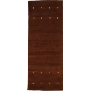 carpetfine Gabbeh Uni Wollteppich 60 x 180 cm Braun