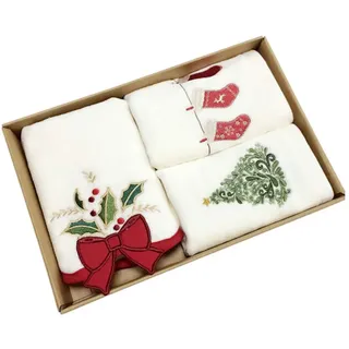 Ububiko Duschtuch Bestickt, Weihnachtshandtuch Set, dekorativ, aus 100% Baumwolle (Weihnachts-Set), Geschenkbox