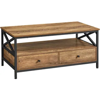 VASAGLE Couchtisch Schwarz/Braun Holz 100 x 55 x 45 cm