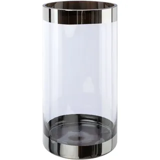 Creativ deco Bodenvase CREATIV DECO, transparent, H:30cm Ø:15cm, Glas, Vasen, mit silberfarbenen Absetzungen
