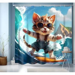 Wasserdichtes Katzen-Duschkabinen-Vorhang 200x200cm Polyester